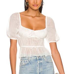 White Flowy Top Size L Boho Chic Summer Brunch